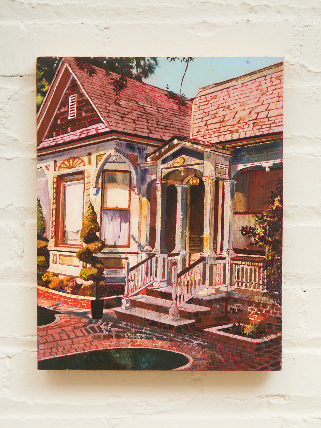 Charming Victorian House Painting Warm Architectural Street Scene