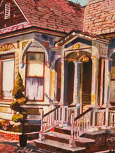 Load image into Gallery viewer, Charming Victorian House Painting Warm Architectural Street Scene
