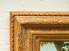 Load image into Gallery viewer, Antique Parrot Portrait Oil Painting Ornate Gilded Frame
