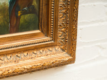 Load image into Gallery viewer, Antique Parrot Portrait Oil Painting Ornate Gilded Frame
