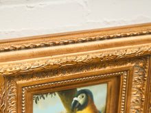 Load image into Gallery viewer, Antique Parrot Portrait Oil Painting Ornate Gilded Frame
