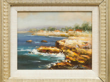 Load image into Gallery viewer, Vintage Coastal Seascape Oil Painting Textured Brushwork Wood Frame Signed
