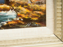 Load image into Gallery viewer, Vintage Coastal Seascape Oil Painting Textured Brushwork Wood Frame Signed
