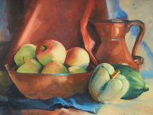 Load image into Gallery viewer, Vintage Still Life Oil Painting Apples &amp; Earthenware by Bazil Dean
