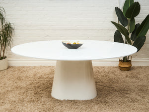 Lacquered Oval Pedestal Modernist Table