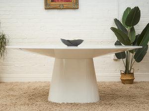 Lacquered Oval Pedestal Modernist Table