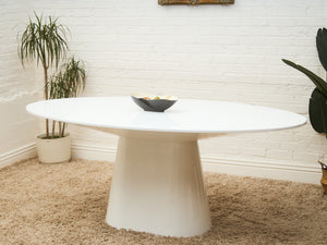Lacquered Oval Pedestal Modernist Table