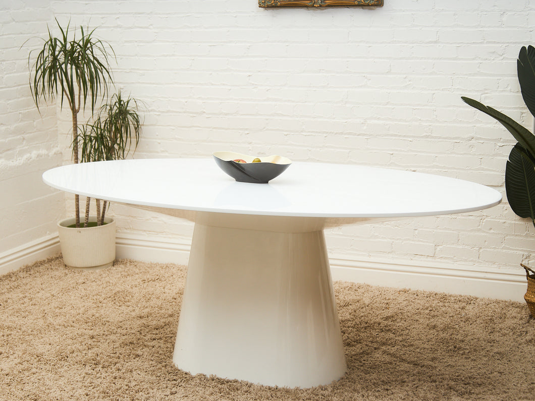 Lacquered Oval Pedestal Modernist Table