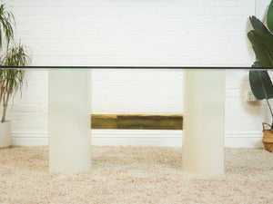 Post Modern White and Gold Dining Table