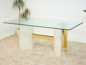 Post Modern White and Gold Dining Table