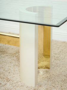 Post Modern White and Gold Dining Table