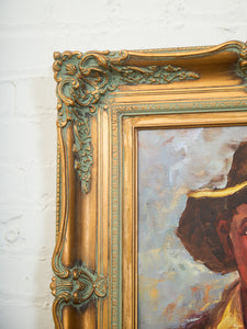Mid Century Painting of Boy in Hat
