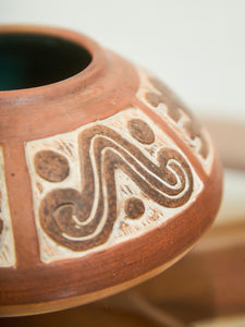 Handcrafted Terracotta Pottery Vase with Geometric Motif