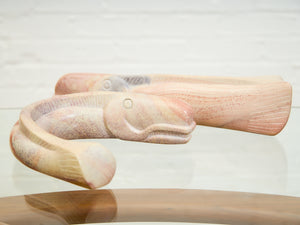 Hand-Carved Soapstone Fish Sculpture – Organic Modern 2 pieces
