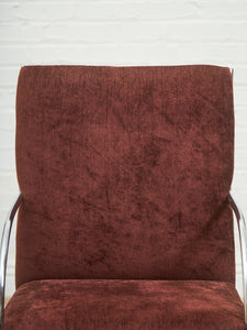 Set of 6 Vintage Milo Baughman Chairs in Burgundy/Brown