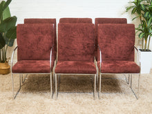 Load image into Gallery viewer, Set of 6 Vintage Milo Baughman Chairs in Burgundy/Brown

