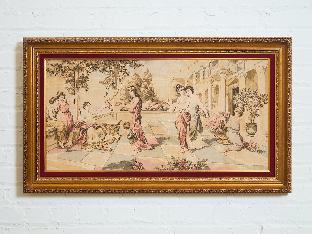 20th Century Vintage French style tapestry is a Roman scene of Pompeii