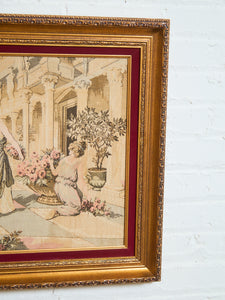 20th Century Vintage French style tapestry is a Roman scene of Pompeii