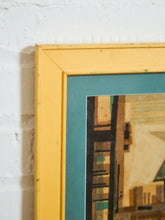 Load image into Gallery viewer, Mid Century Harbor Scene Mixed Media Painting
