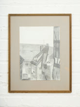 Load image into Gallery viewer, 1970s Pencil Drawing of European Rooftops Signed  K.R.
