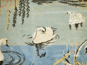 Swans Beneath the Willows Vintage Woven Tapestry