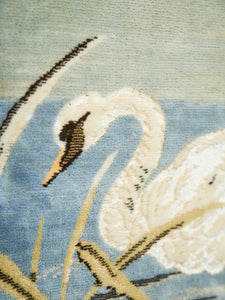 Swans Beneath the Willows Vintage Woven Tapestry
