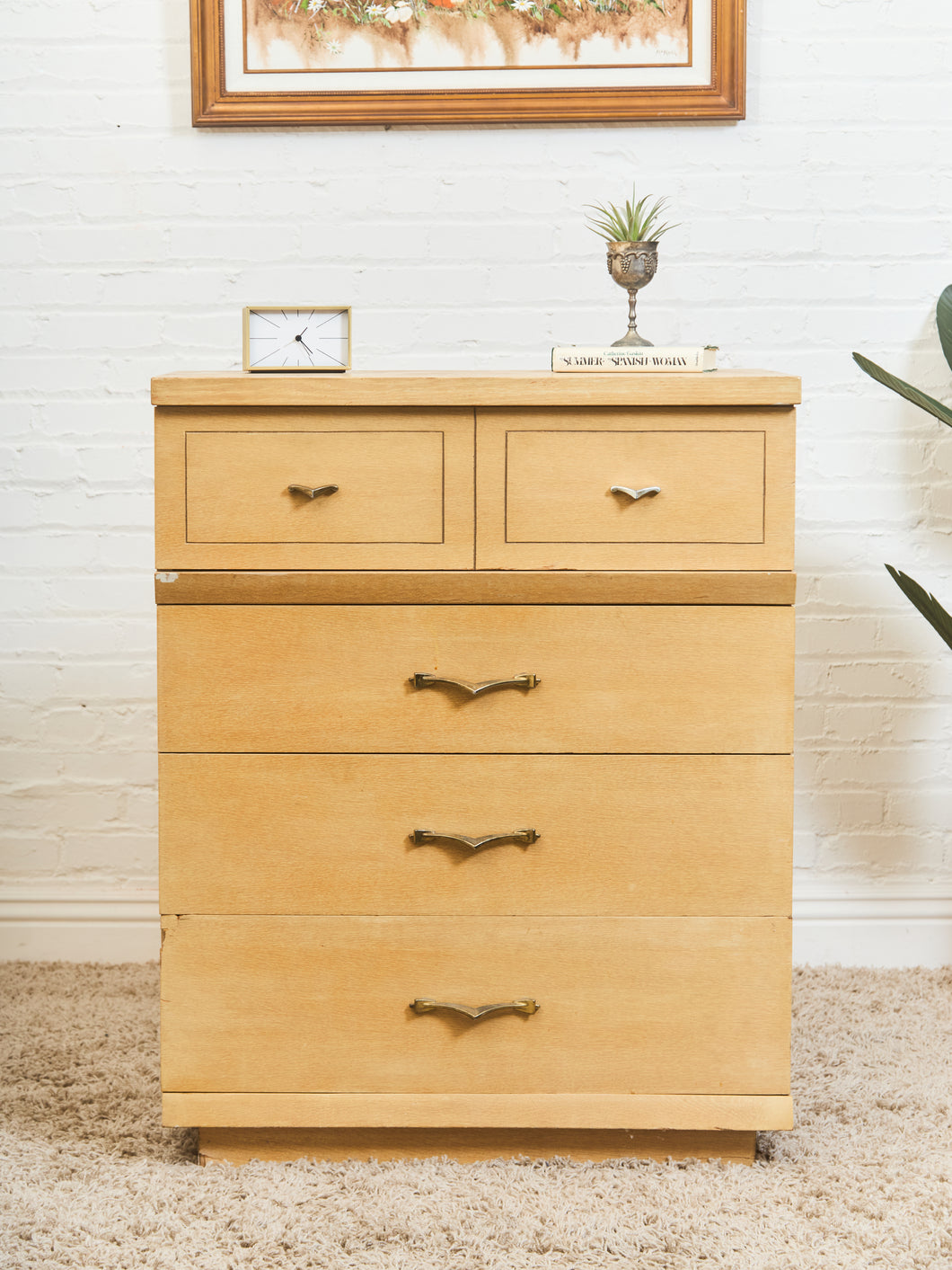 Blonde Vintage Highboy Dresser