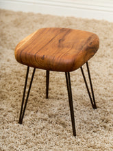 Load image into Gallery viewer, Mid-Century Modern Solid Wood Stool with Hairpin Legs
