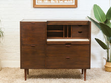 Load image into Gallery viewer, 1960s Mid Century Walnut Roll-Top Secretary Desk by Hooker
