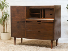 Load image into Gallery viewer, 1960s Mid Century Walnut Roll-Top Secretary Desk by Hooker
