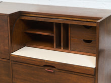 Load image into Gallery viewer, 1960s Mid Century Walnut Roll-Top Secretary Desk by Hooker
