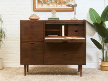 Load image into Gallery viewer, 1960s Mid Century Walnut Roll-Top Secretary Desk by Hooker
