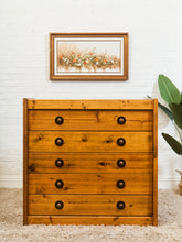 Load image into Gallery viewer, Mid-Century Pinewood Dresser with Black Pulls
