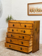 Load image into Gallery viewer, Mid-Century Pinewood Dresser with Black Pulls
