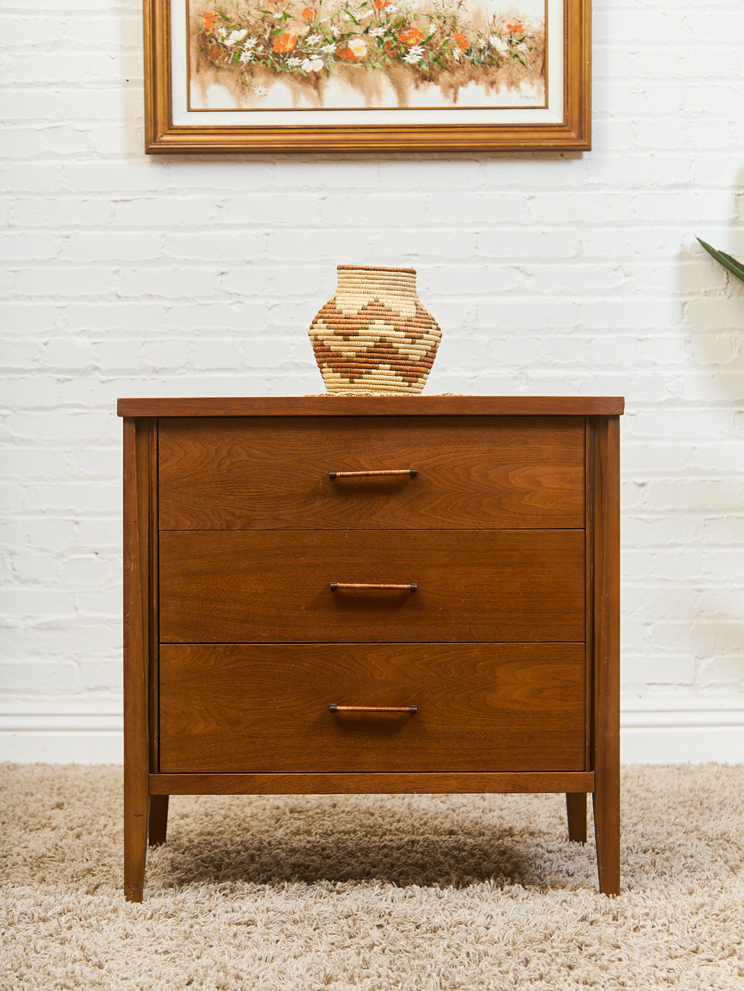3 Drawer Lowboy Dresser with Roped Hardware