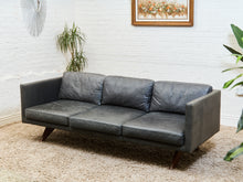 Load image into Gallery viewer, Leather Sofa with Sculptural base
