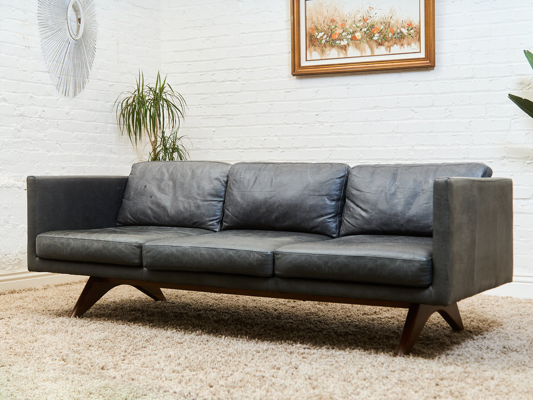 Leather Sofa with Sculptural base