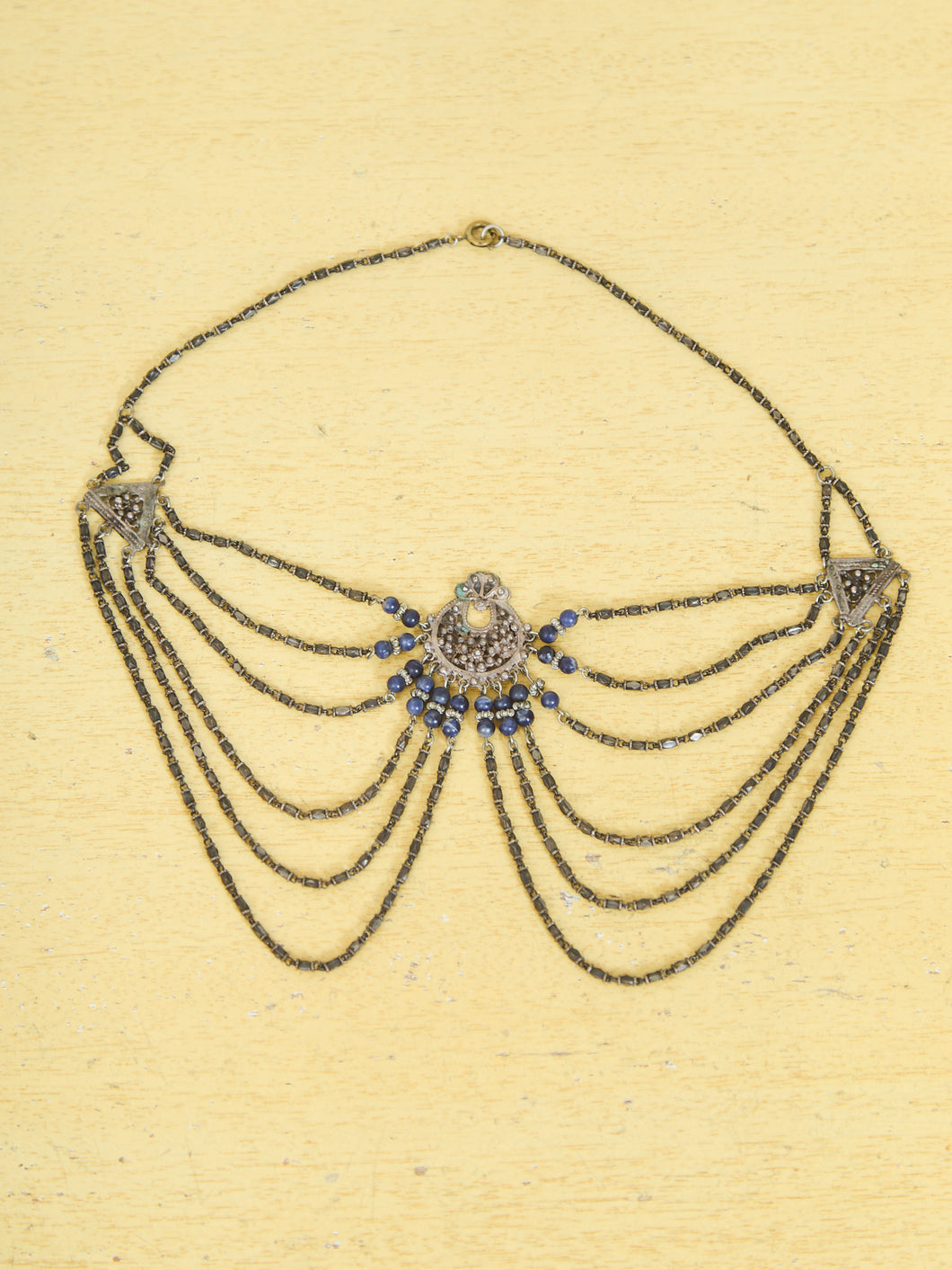 Art Deco French Jet Black Glass Bead Necklace