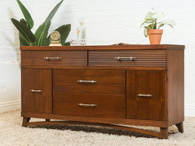 Load image into Gallery viewer, Mid-Century Modern Walnut Dresser with slat Detailing

