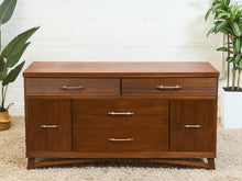 Load image into Gallery viewer, Mid-Century Modern Walnut Dresser with slat Detailing
