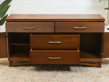 Load image into Gallery viewer, Mid-Century Modern Walnut Dresser with slat Detailing
