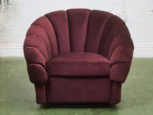 Load image into Gallery viewer, Plum Velvet Art Deco Channel-Back Lounge Chair

