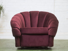 Load image into Gallery viewer, Plum Velvet Art Deco Channel-Back Lounge Chair
