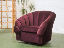 Load image into Gallery viewer, Plum Velvet Art Deco Channel-Back Lounge Chair
