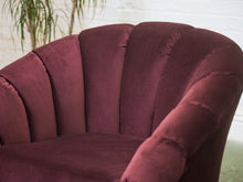 Load image into Gallery viewer, Plum Velvet Art Deco Channel-Back Lounge Chair

