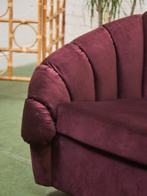 Load image into Gallery viewer, Plum Velvet Art Deco Channel-Back Lounge Chair
