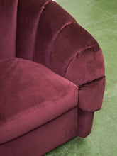 Load image into Gallery viewer, Plum Velvet Art Deco Channel-Back Lounge Chair
