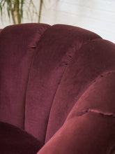 Load image into Gallery viewer, Plum Velvet Art Deco Channel-Back Lounge Chair
