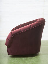 Load image into Gallery viewer, Plum Velvet Art Deco Channel-Back Lounge Chair
