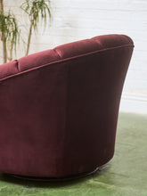 Load image into Gallery viewer, Plum Velvet Art Deco Channel-Back Lounge Chair
